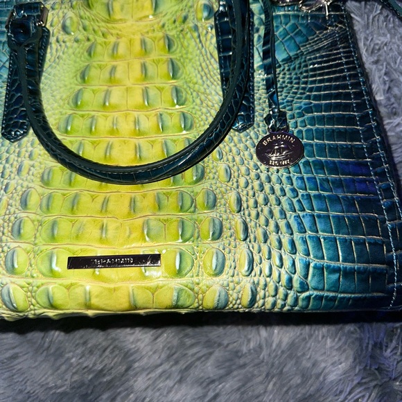 Brahmin Large Finley Satchel/Shoulder Bag Zesty Green Ombre Melbourne& wallet - Picture 11 of 14